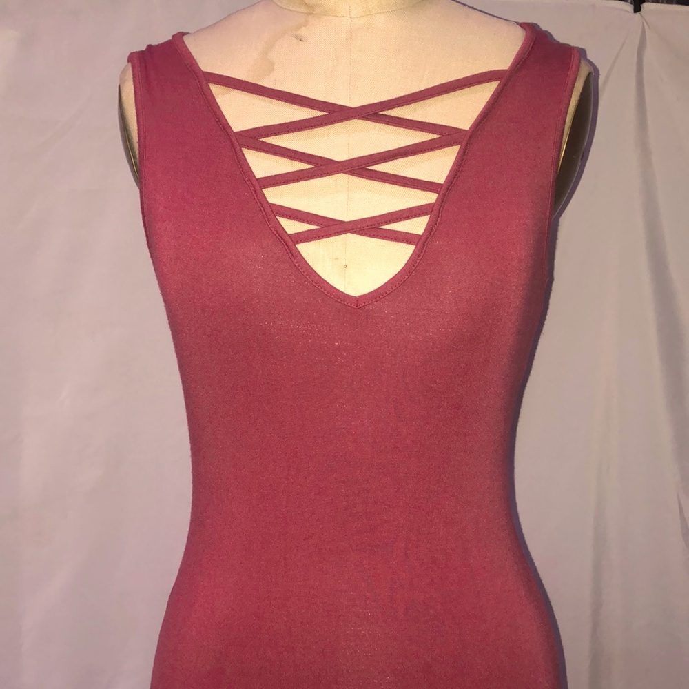 Mauve Colored..cross-strap V-neck Dress💓